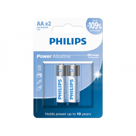 PILHA AA 2UN PHILIPS LR6P2B ALCALINA