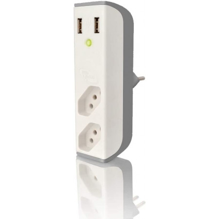 CARREGADOR PAREDE 10W + FILTRO DE LINHA 2 TOMADAS FL-USB21GWH COLETEK