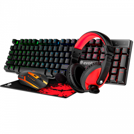 TECLADO E MOUSE GAMER + FONE + MOUSE PAD EVOLUT EG51