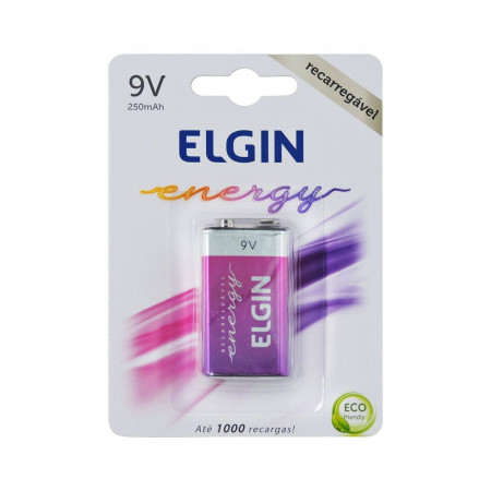 BATERIA RECARREGAVEL 9V 250mAH ELGIN