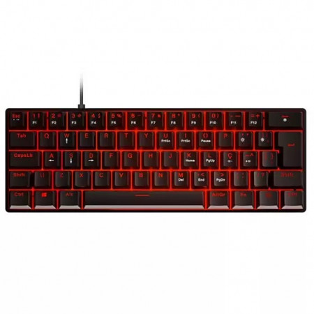 TECLADO GAMER MECANICO PCYES ZOT PRETO LED VERMELHO SW AZUL
