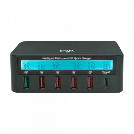 CARREGADOR USB SMART 6 PORTAS 3.4A/2.4A BRIGHT CG001
