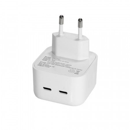 CARREGADOR PAREDE 35W 2 USB-C OEX CG208 BRANCO 