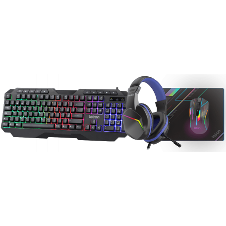 TECLADO E MOUSE GAMER + FONE + MOUSE PAD LETRON NEED IM-437C PRETO 