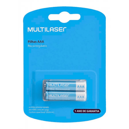 PILHA RECARREGAVEL AAA 1000MAH 2UN MULTILASER CB051