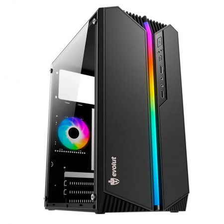 GABINETE GAMER EVOLUT ORCUS EG814 RGB VIDRO PRETO
