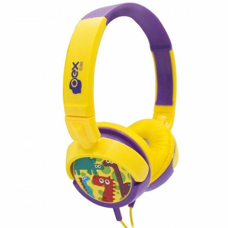 FONE KIDS OEX DINO HP300 AMARELO/ROXO
