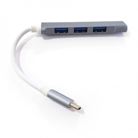 HUB USB-C 4 PORTAS 3 USB-2.0 / 1 USB-3.0 OEX HB-104 ALUMINIO