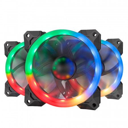 KIT COOLER GAMER C/CONTROLE REMOTO REDRAGON 3 FANS 120MM RGB GC-F008