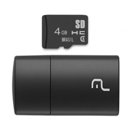 PEN DRIVE 2 EM 1 LEITOR + CARTAO MICRO SD 4GB MULTILASER MC160