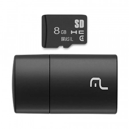 PEN DRIVE 2 EM 1 LEITOR + CARTAO MICRO SD 8GB MULTILASER MC161