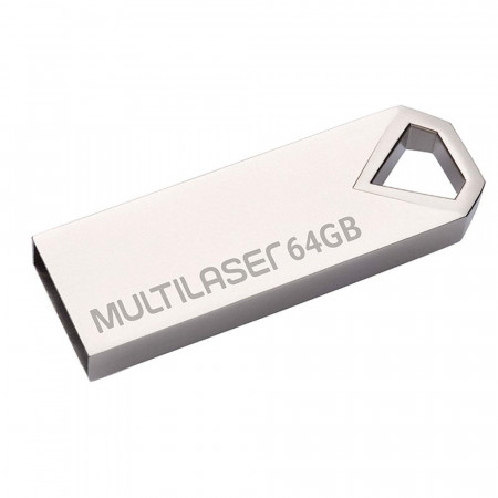 PEN DRIVE 64GB MULTILASER DIAMOND METALICO PD852 PRATA