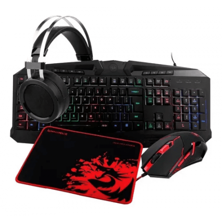 TECLADO E MOUSE + FONE + MOUSEPAD GAMER REDRAGON S112