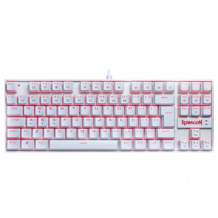 TECLADO GAMER MECANICO REDRAGON KUMARA BRANCO LED VERMELHO SW RED